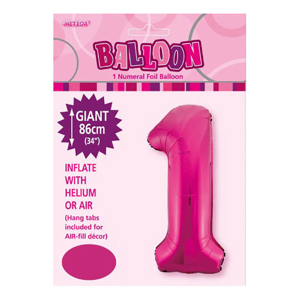 Foil Number 1 Balloon Magenta