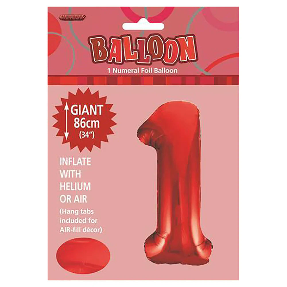 Foil Number 1 Balloon Red