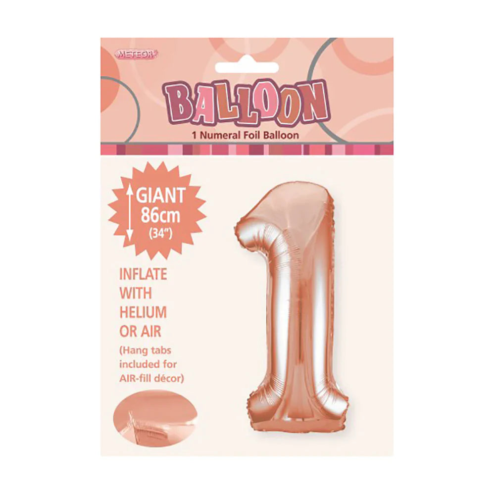 Foil Number 1 Balloon Rose Gold