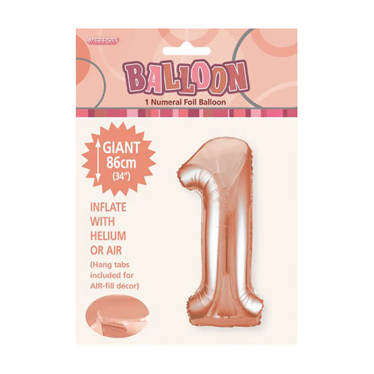 Foil Number 1 Balloon Rose Gold