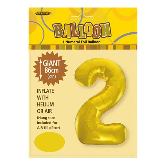 Foil Number 2 Balloon Gold