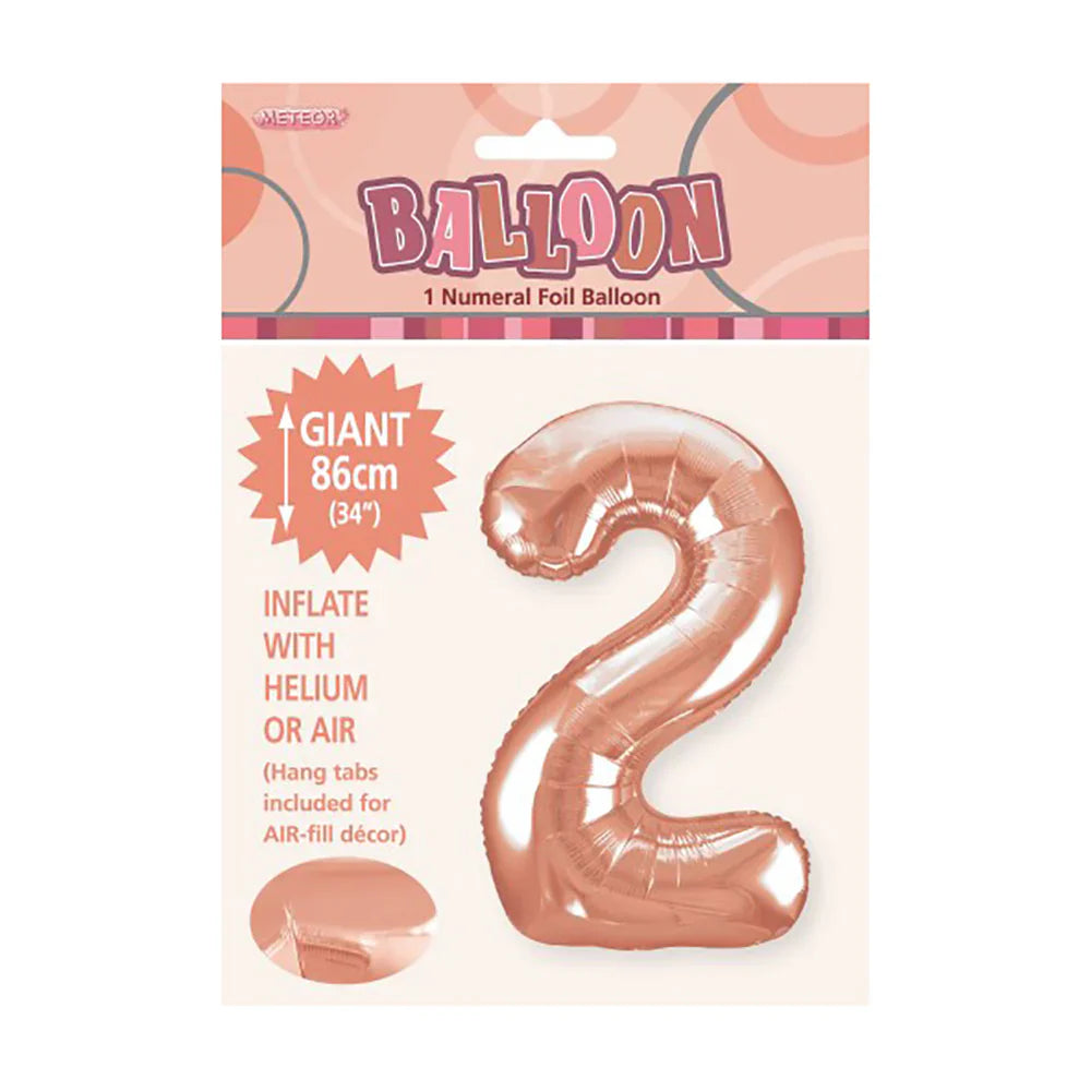 Foil Number 2 Balloon Rose Gold