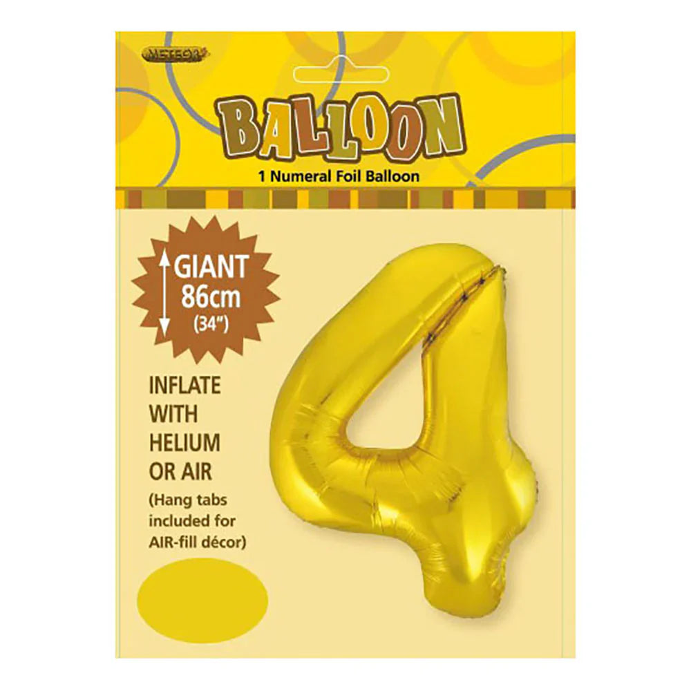 Foil Number 4 Balloon Gold