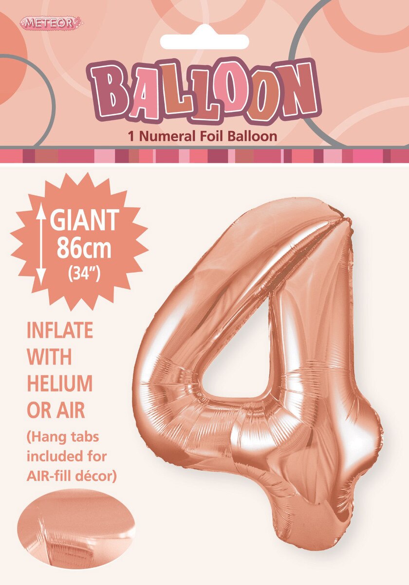 Foil Number 4 Balloon Rose Gold