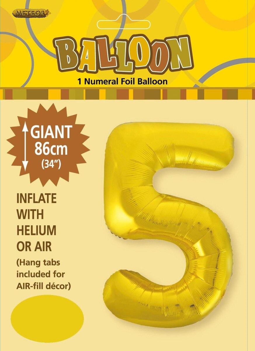 Foil Number 5 Balloon Gold
