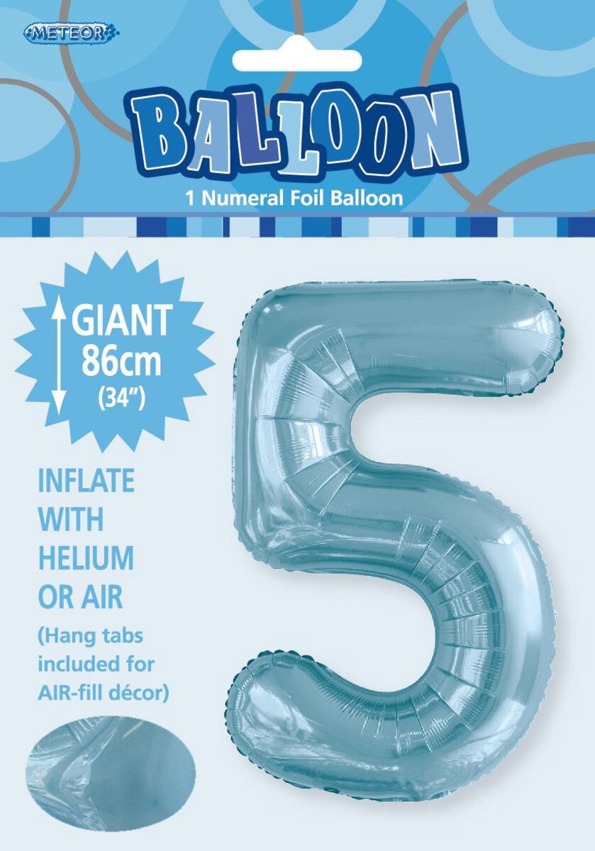Foil Number 5 Balloon Light Blue