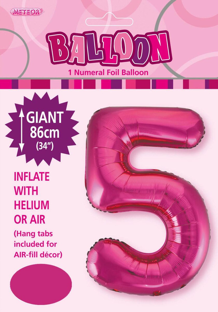 Foil Number 5 Balloon Magenta