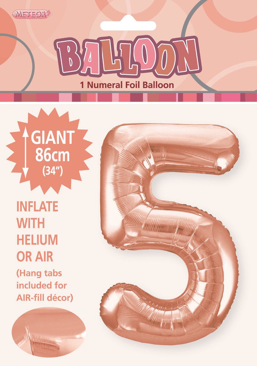 Foil Number 5 Balloon Rose Gold