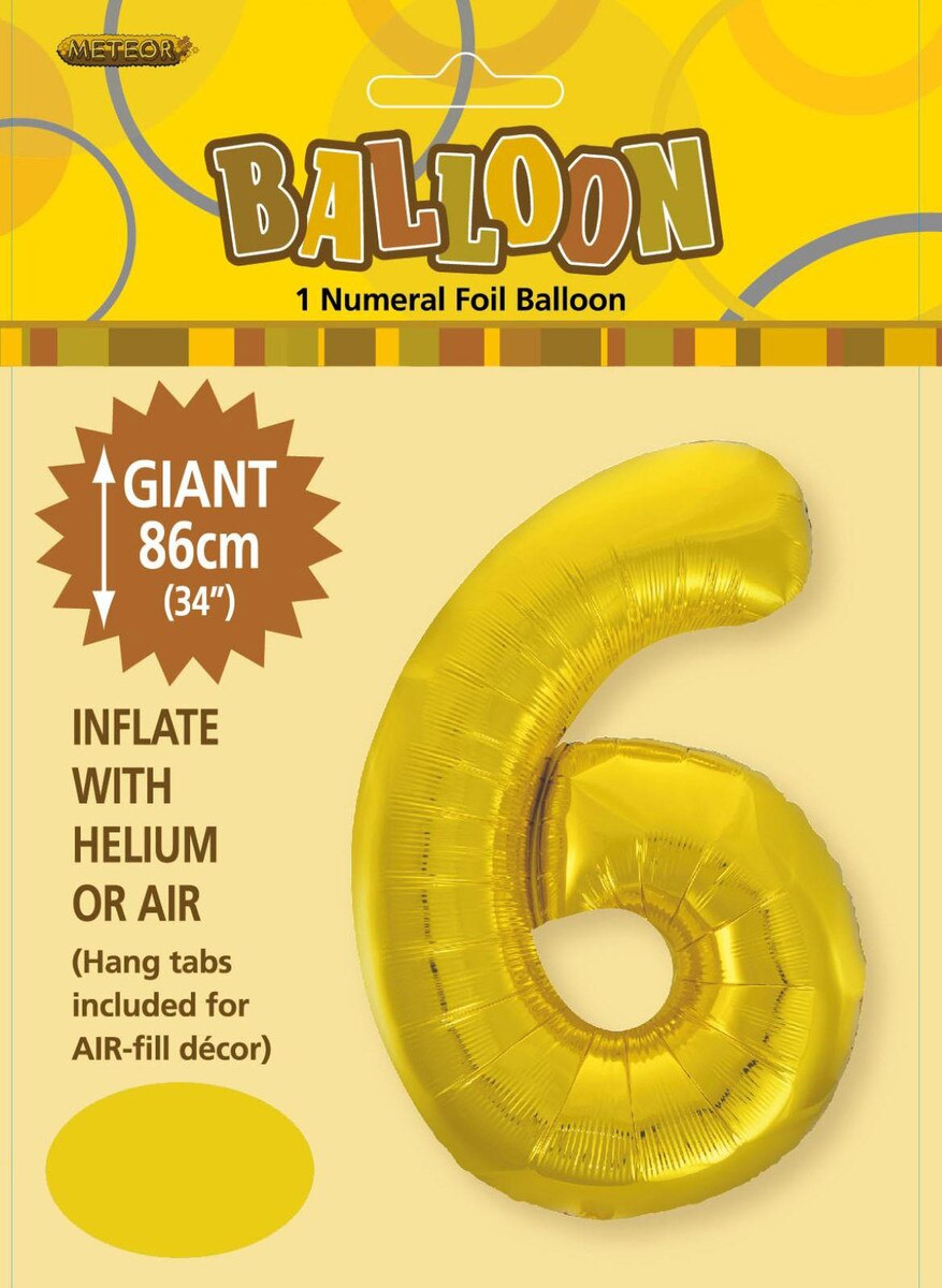 Foil Number 6 Balloon Gold