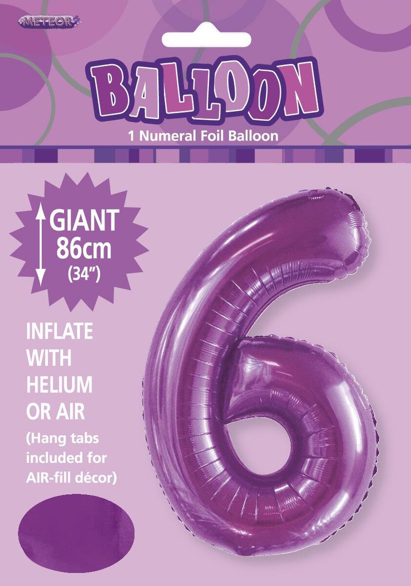 Foil Number 6 Balloon Purple