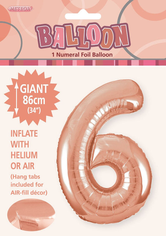 Foil Number 6 Balloon Rose Gold