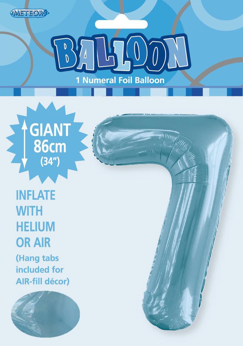 Foil Number 7 Balloon Light Blue