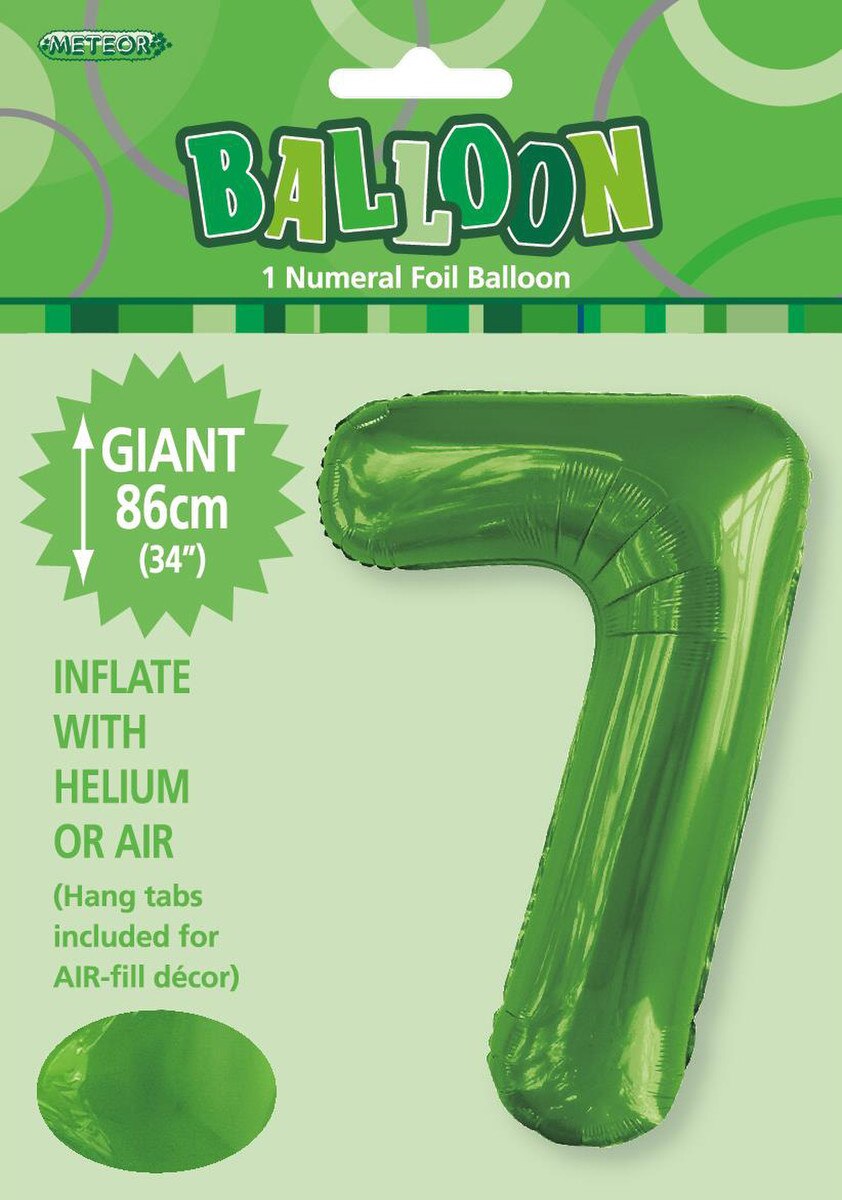 Foil Number 7 Balloon Lime Green