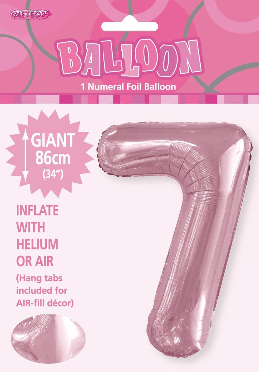 Foil Number 7 Balloon Pale Pink