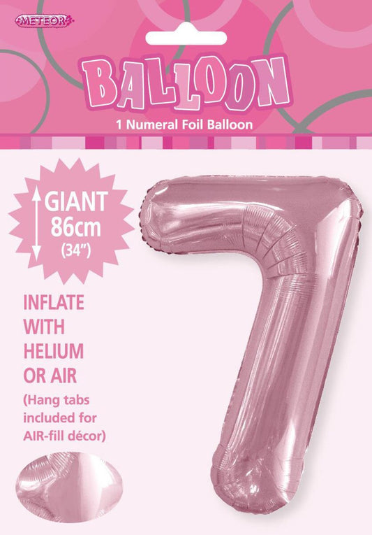 Foil Number 7 Balloon Pale Pink