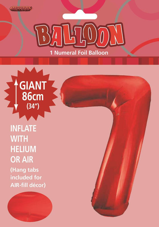 Foil Number 7 Balloon Red