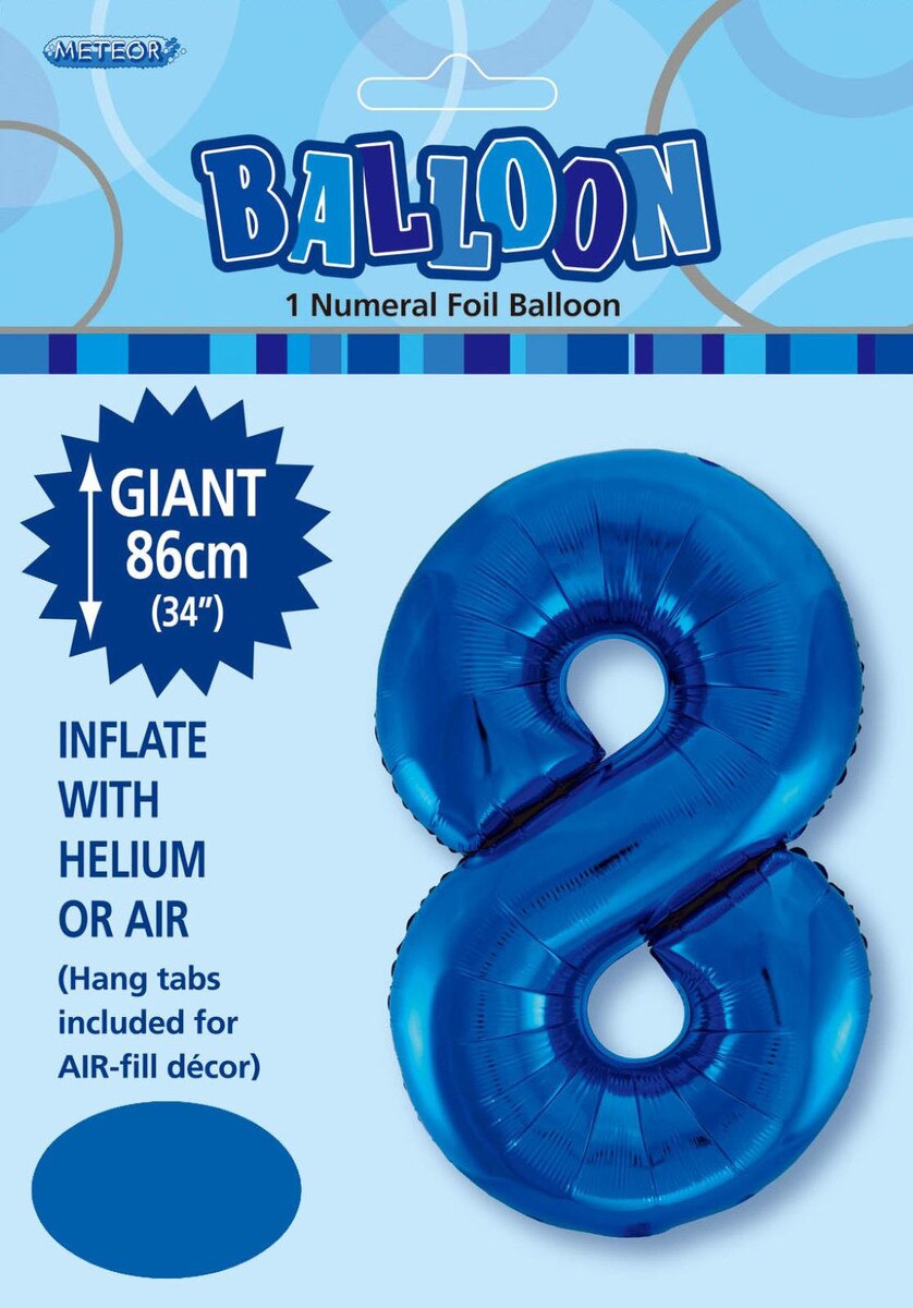 Foil Number 8 Balloon Blue