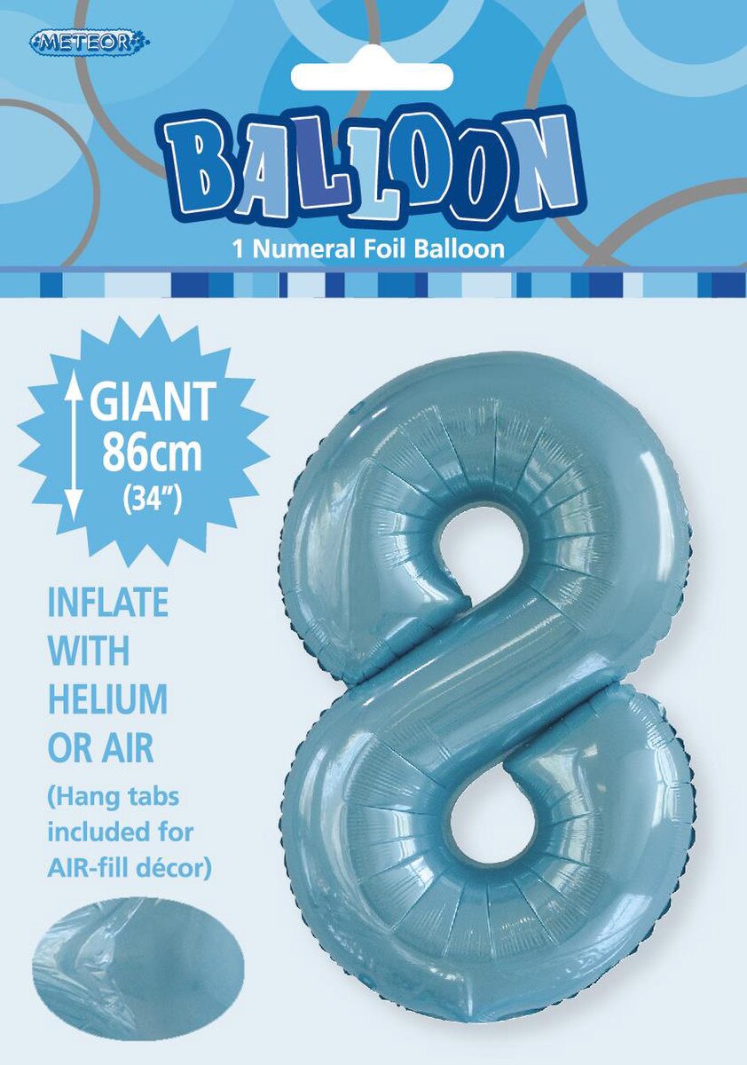 Foil Number 8 Balloon Light Blue