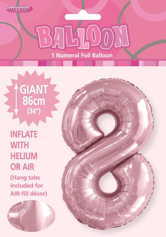 Foil Number 8 Balloon Light Pink