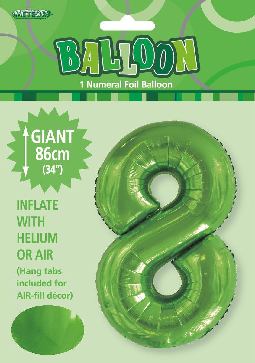Foil Number 8 Balloon Lime Green