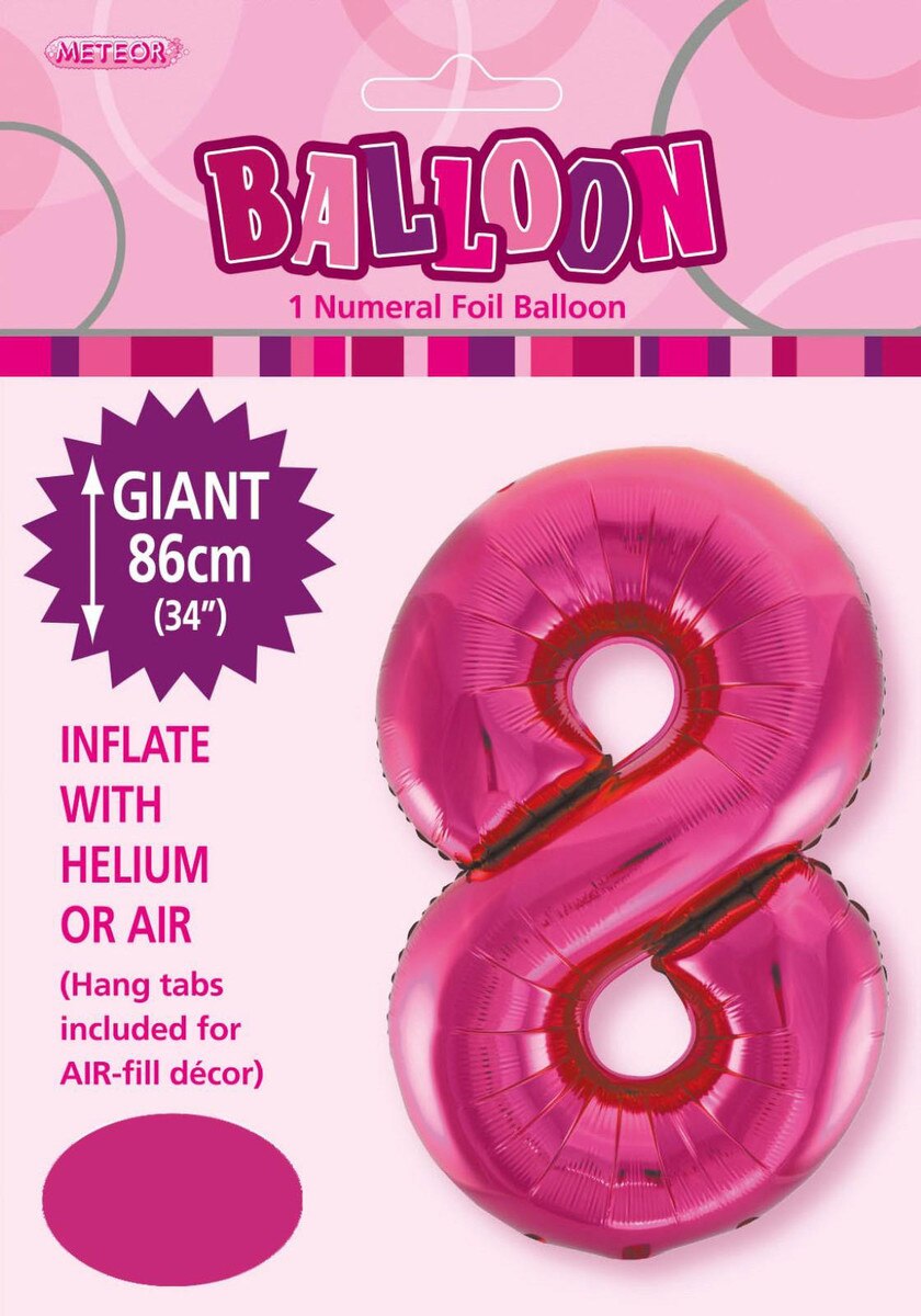 Foil Number 8 Balloon Magenta