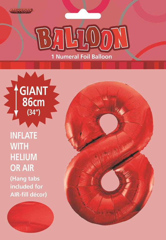 Foil Number 8 Balloon Red