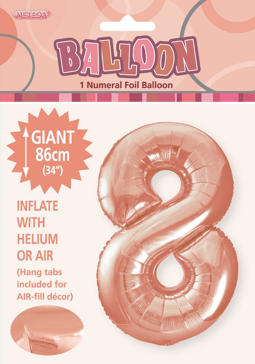 Foil Number 8 Balloon Rose Gold