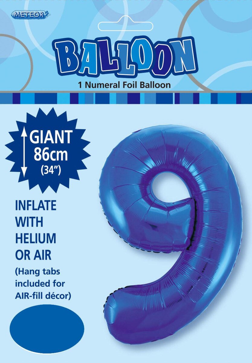 Foil Number 9 Balloon Blue