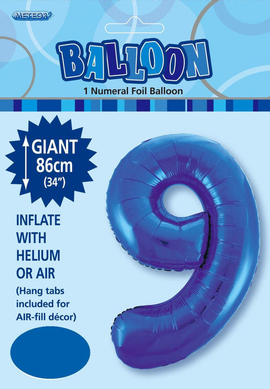 Foil Number 9 Balloon Blue