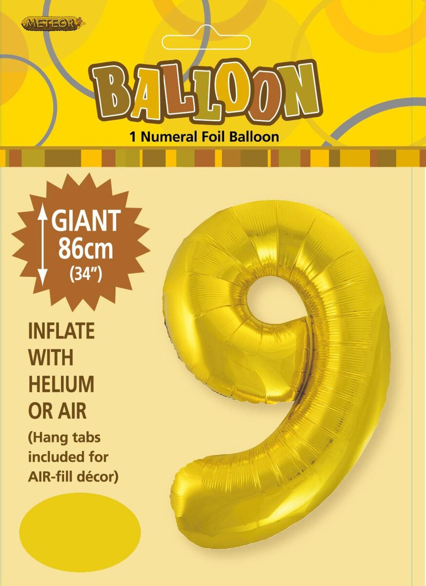 Foil Number 9 Balloon Gold