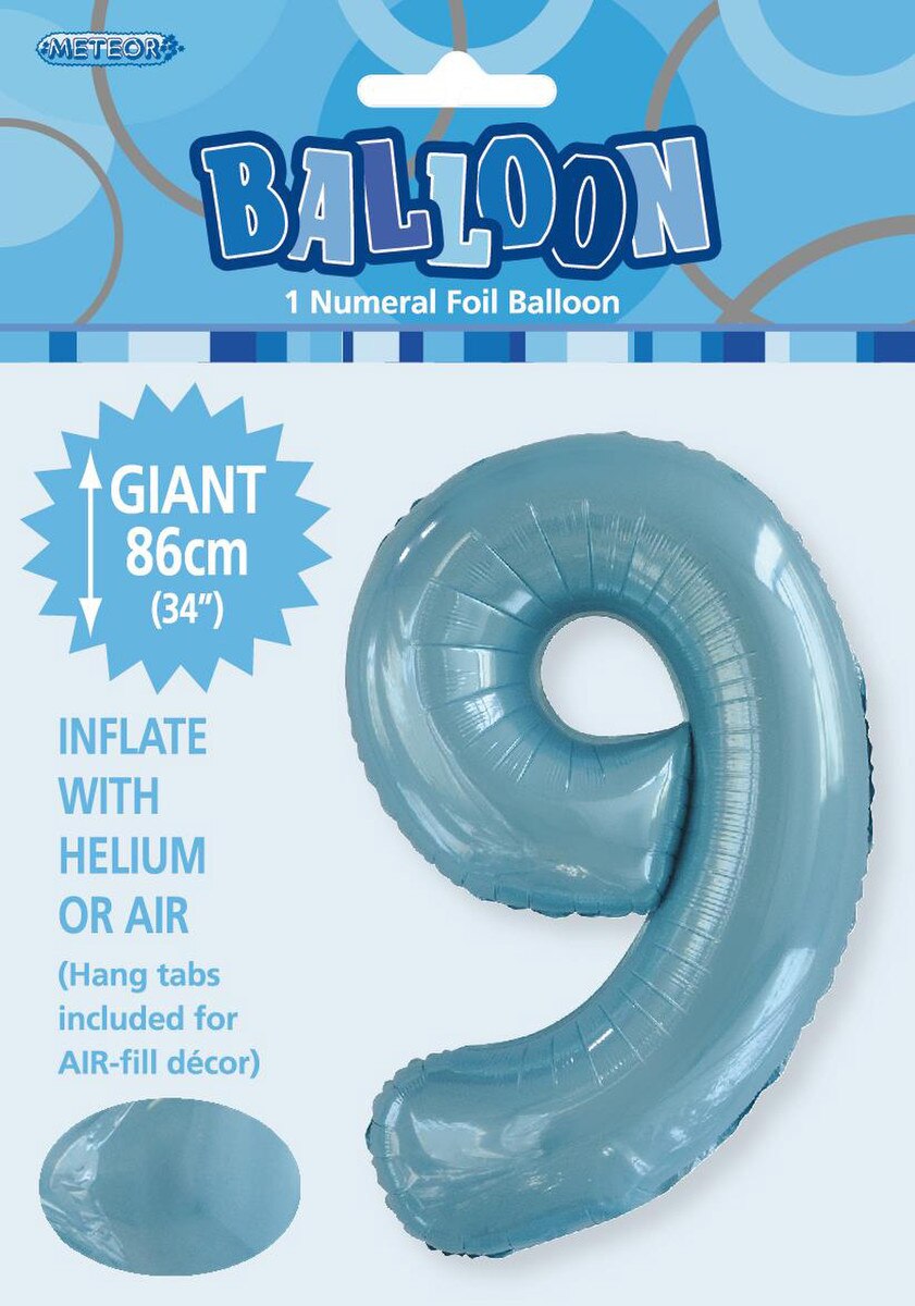 Foil Number 9 Balloon Light Blue