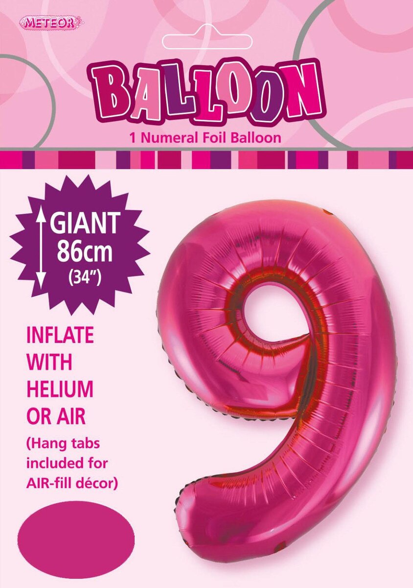 Foil Number 9 Balloon Magenta
