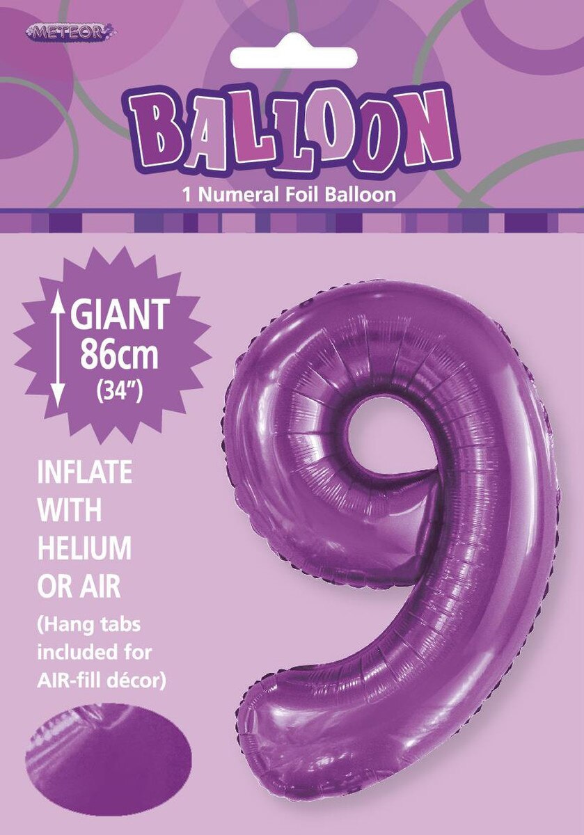 Foil Number 9 Balloon Purple