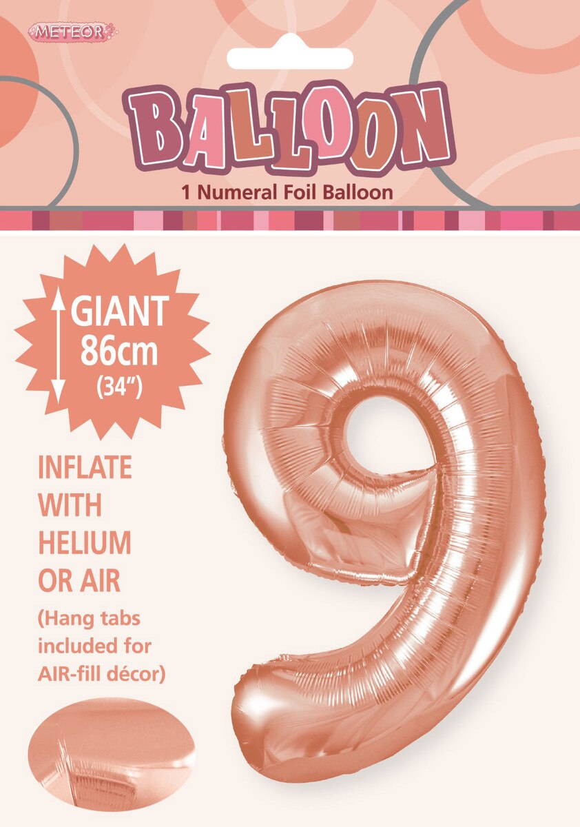 Foil Number 9 Balloon Rose Gold