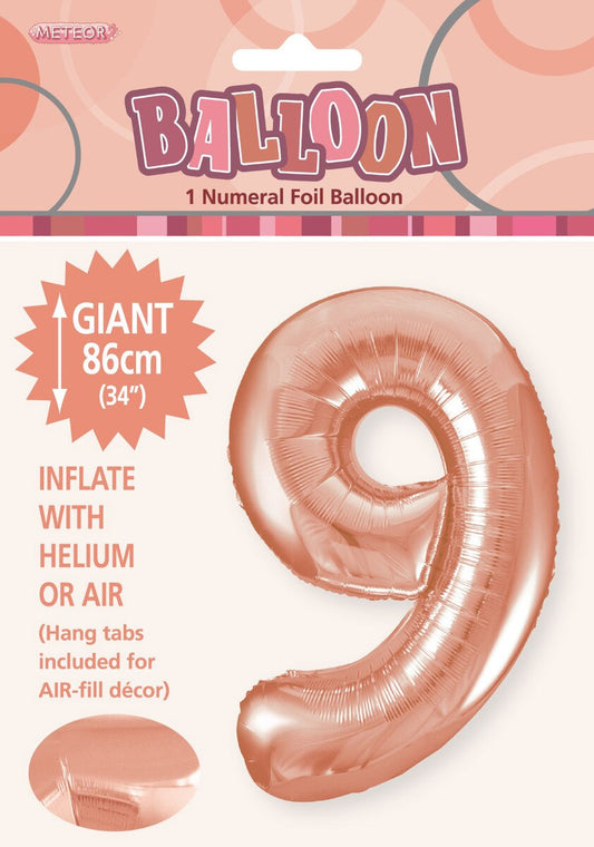 Foil Number 9 Balloon Rose Gold