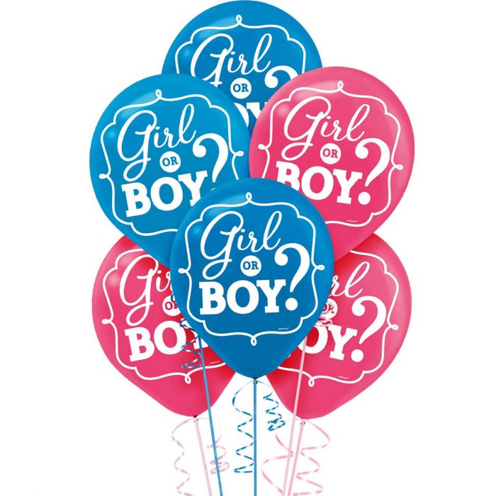 Gender Reveal Latex Balloons Pk 15