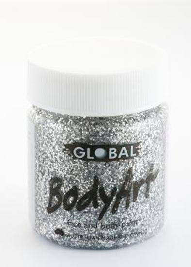 Global Colours Silver Glitter Face & Body Paint 45ml