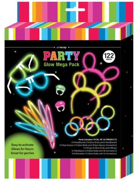 Glow Sticks Mega Pack 122 Pieces