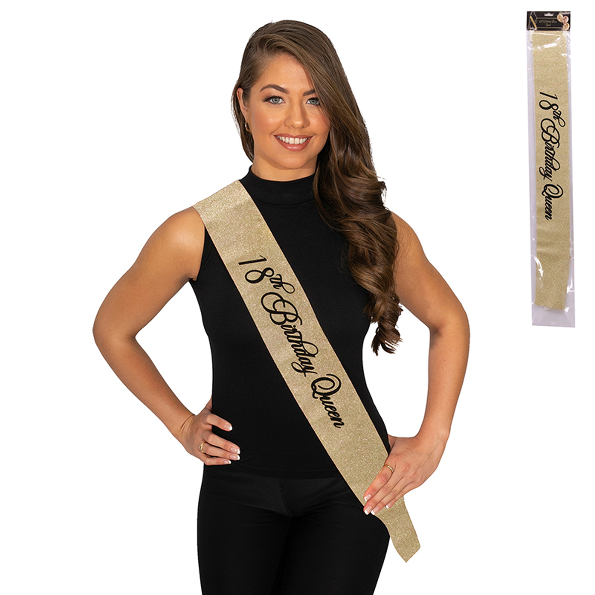 Gold 18th Birthday Queen Sash