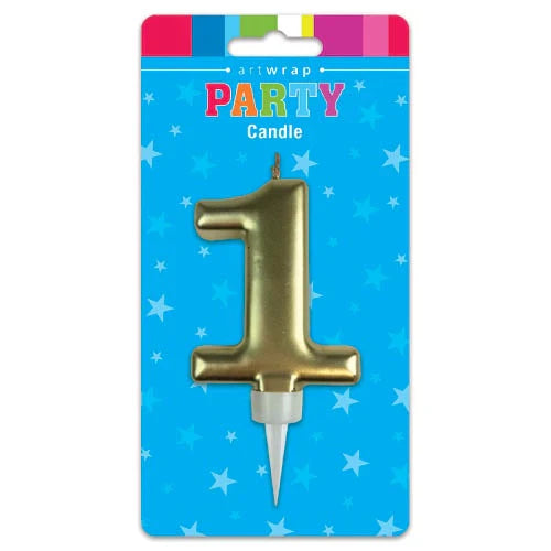 Gold Number 1 Birthday Candle