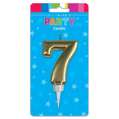 Gold Number 7 Birthday Candle