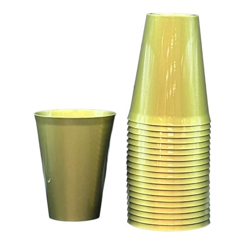 Gold Plastic Cups 285ml Pk20