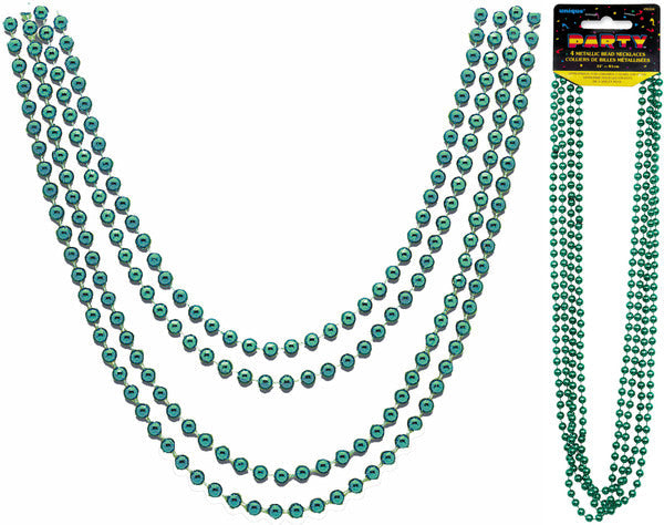 Green Bead Necklace (32in) Pk 4