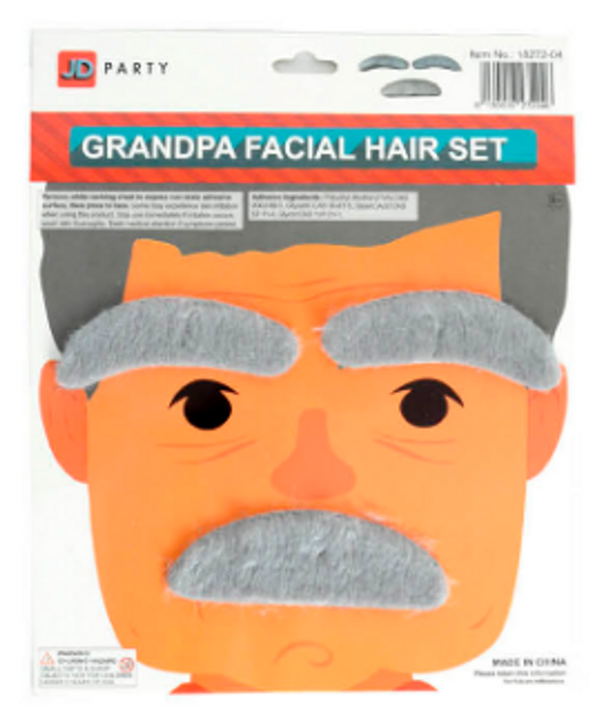 Grey Moustache & Eyebrows Old Man Kit