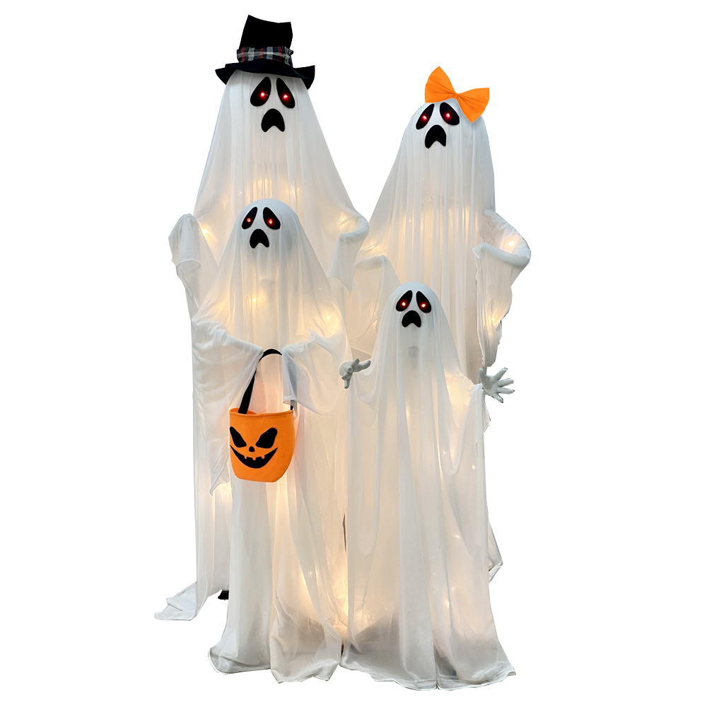 Light Up Standing Ghost Family Decoration