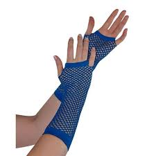 Long Navy Blue Fishnet Gloves 