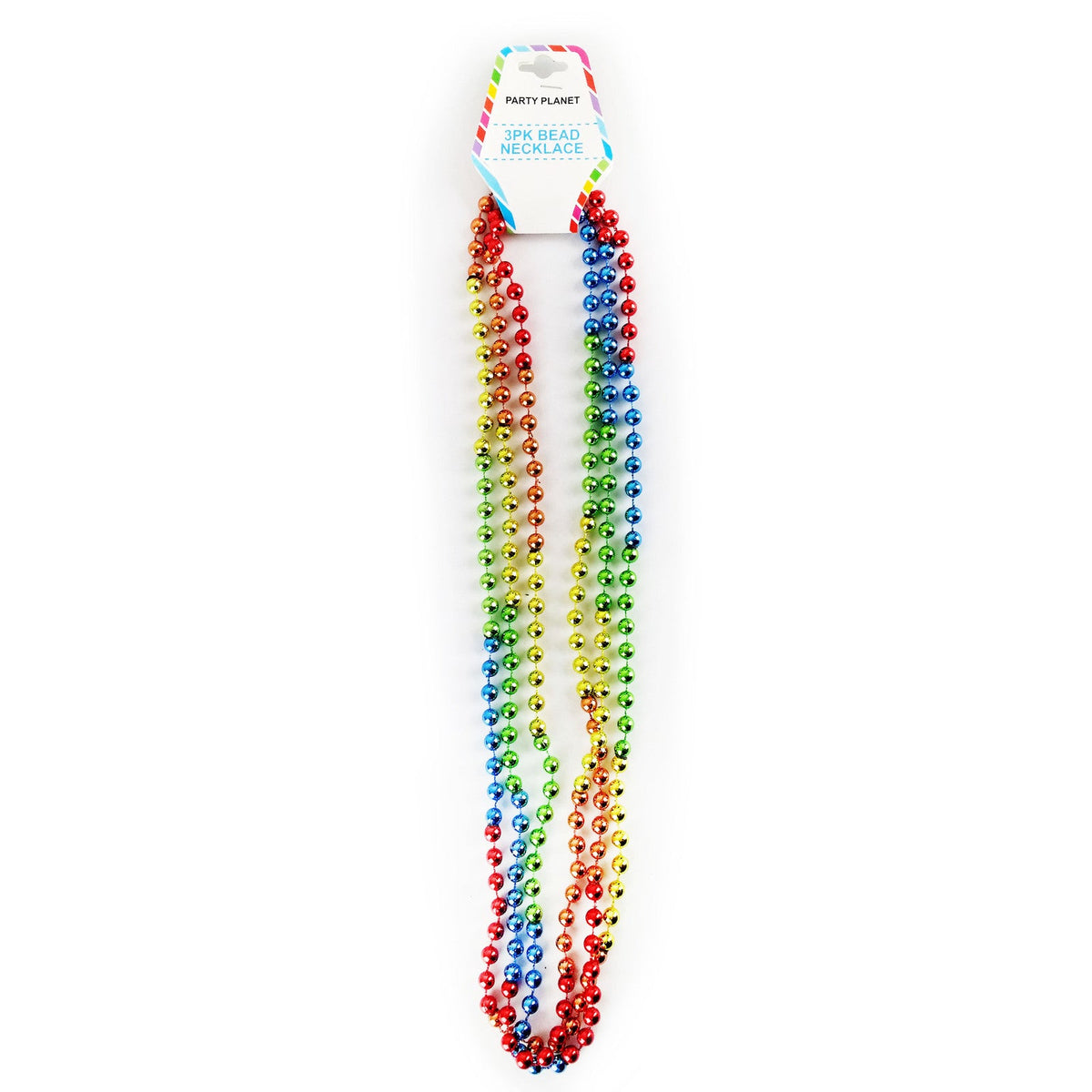 Metallic Rainbow Bead Necklaces 3Pk