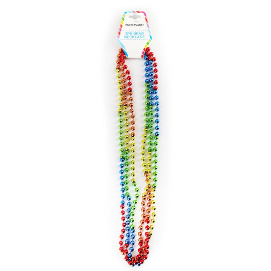 Metallic Rainbow Bead Necklaces 3Pk