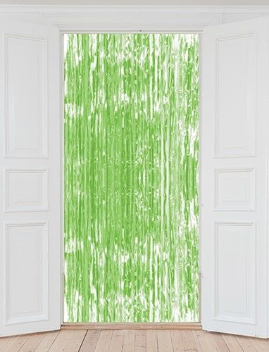Neon Green Tinsel Door Curtain