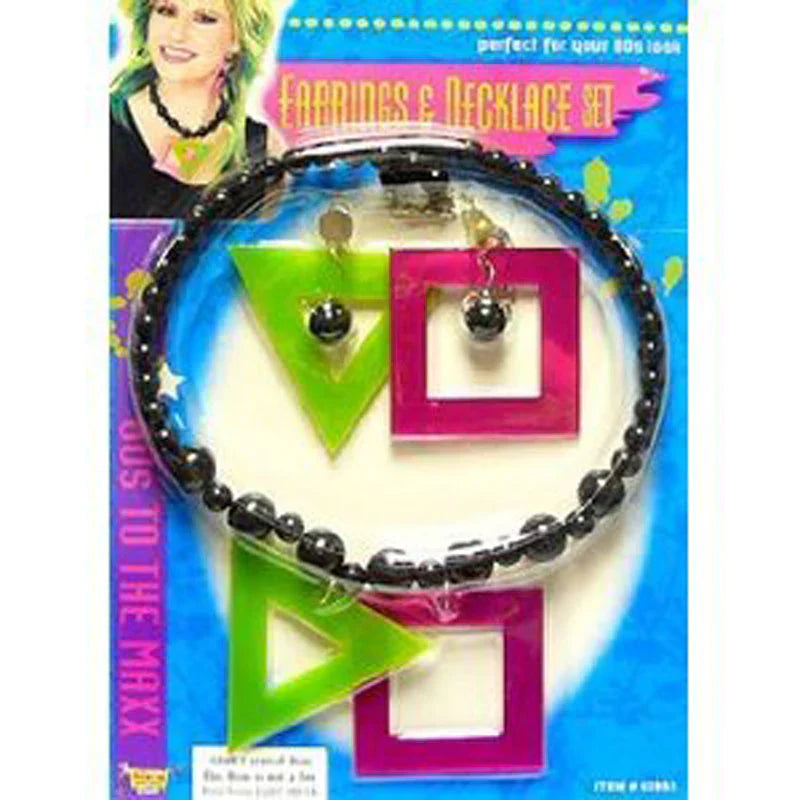 Neon Necklace and Earrings Set